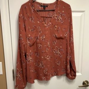 41 Hawthorn Rust Floral V-Neck Blouse